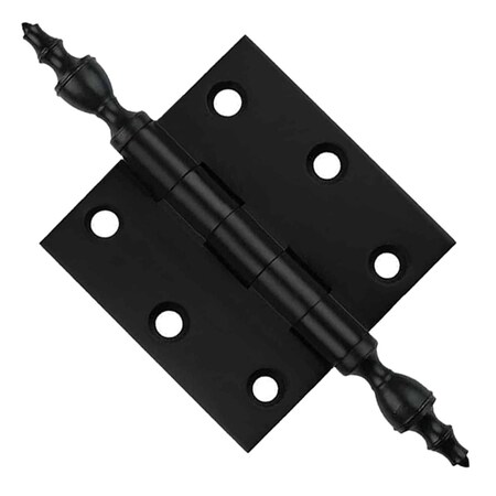 Embassy 3 x 3 Solid Brass Hinge, Flat Black Finish with Urn Tips 3030US19AU-1